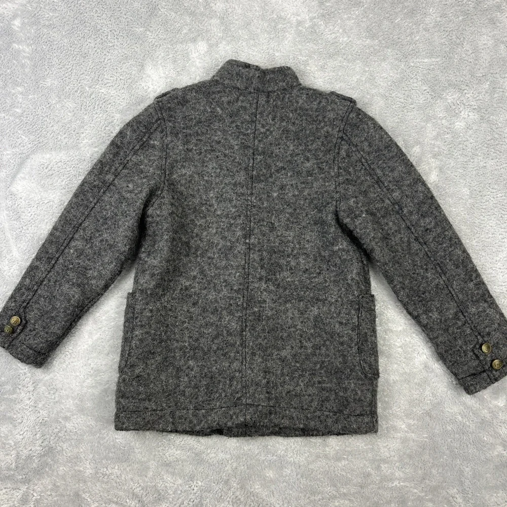MAYORAL Gray Wool Blend Military‎ Look Button Zip Pea Coat Jacket Boys 7